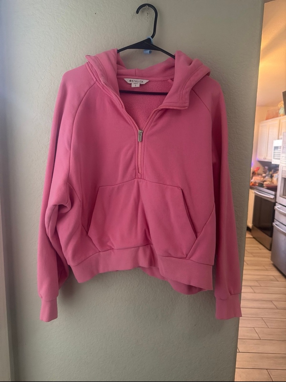 Athleta Rose Pink Half-Zip Hoodie Sweater